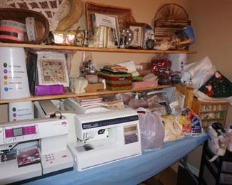 Sewing machines, sewing notions, fabric, embroidery items
