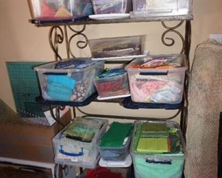 bakers rack, quilting fabric