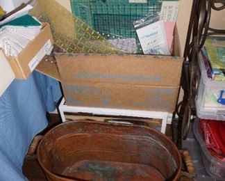 quilting tools, copper pot