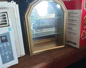 Vintage Glass Collectible Keepsake 3 Tiered Display Cabinet with Mirror Back 