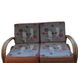 $600 USD      Mid Century Outdoor Patio Set RF167-9       Description: Includes loveseat, table and chair.  Lounge in comfort and style with this 1970's 3-Piece Rattan Set.  These timeless pieces are the classic design of coastal islands, with its natural rattan construction adding a touch of the tropics to your living space.
Dimensions: Brown Chair 22 x 20 x 26.4;  Loveseat  46 x 29 x 41"H; Table 30 x 30 x 15.5;
Condition: All are in good vintage condition.  One orange chair needs nail nailed in at base.
Local pick up Alexandria, VA.  Located in Condo on 6th Floor.  Contact us for shipper suggestions.      https://goodbyhello.com/products/mid-century-outdoor-patio-set-rf167-9?_pos=1&_sid=325b09c95&_ss=r