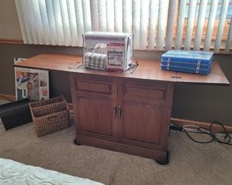  $130 Viking Viva Sewing Machine.  SOLD Parsons Sewing Cabinet, with electric machine lift. 