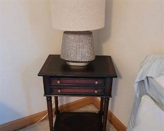  $40 Decorative lamp, SOLD Bombay Cherry side table w/drawer,