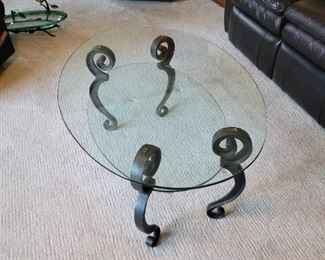 $70 Glass and Iron two tier Coffee table