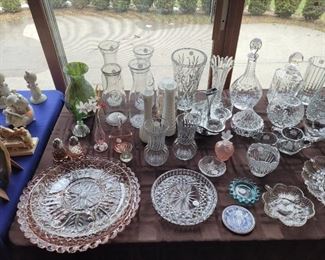 Nice quality crystal, some pink depression glass
