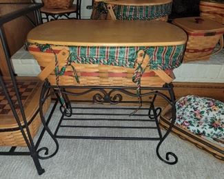  $120   Treasure chest basket w/ Hope chest Wrought Iron stand.  