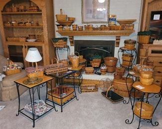 Longaberger!!!!  Baskets $4-$45, $90 ea (4) generations hexagon table. SOLD-square table w/glass & checkerbasket