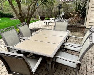 Rust proof aluminum patio table and six chairs