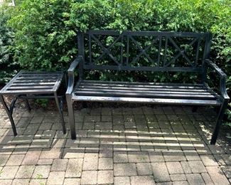 Black patio bench and table