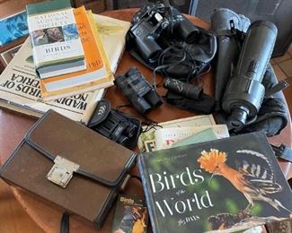 Bird lovers and watchers! Binoculars and Bird books.