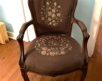 Needlepoint vintage arm chair.