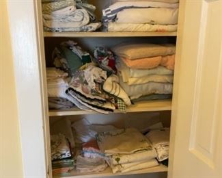 Vintage linens - table linens, towels, kitchen linens, bed linens.