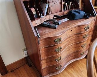 Antique Oak secretary desk, the fold down cover is with the desk. 