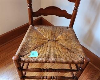 Ladderback dining chairs, with rush set of two.