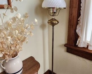 Vintage Brass and Milk Glass floor lamp 