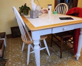Tile top dinette table with 2 chairs 