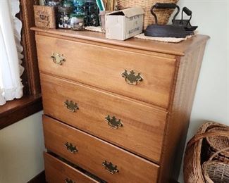 Four Drawer Chest Dresser 30" x 18" x 43.5"  solid oak