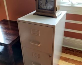 Mantle clock. File cabinet