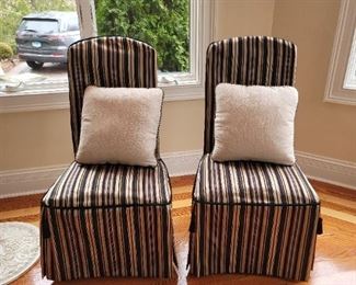 Striped accent chairs
