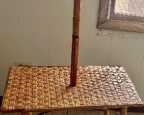 Rattan magazine table lamp 
21.5w x 14d x 54.5h$39