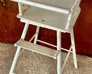 Antique, wicker and metal baby doll highchair 11.5” Sq x 25h $18