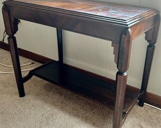 Vintage Art Deco, 2-tier dark wood Side/ Accent Table 
25.5”w x 15d x 21.5h $30