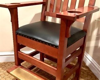 Brunswick billiard chair with leather seats, grommet accents, 
29”w x 23d x 45h (27” floor to seat) $195