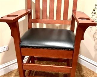 Brunswick billiard chair with leather seats, grommet accents, 
29”w x 23d x 45h (27” floor to seat) $195