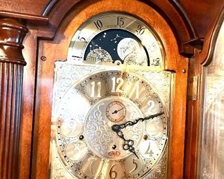 Sligh triple chime, cherry grandfather clock with dial Moon face & key 
24”w x 13”d x 84”h $650
Model #0895-1-AN