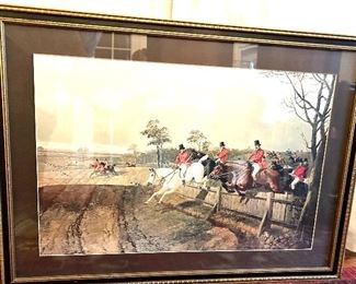 Framed, matted & glassed “Fox Hunt” print 36.5w x 26.5h $45