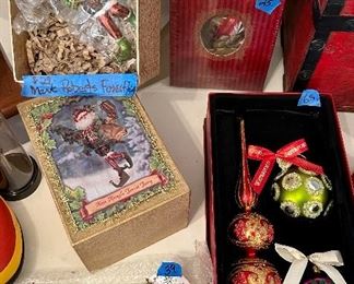* WATERFORD Holiday Heirloom Christmas Ornament Renaissance Starburst Lantern $25
* Steinbach Hand Made In Germany Wooden Christmas Ornament #2072 $15
*Christopher RADCO Elfin Express Glass Ornament w/ tag $39 
*NIB WATERFORD Tree Topper 3 pc Collection $65 sold
* MARK ROBERTS Small Christmas Santa Fairy Kris Kringle $29 sold