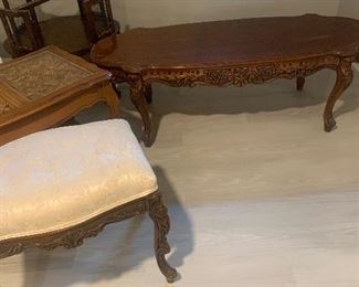 Wood cocktail tables, ottoman 