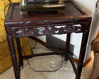 Asian wood carved side table