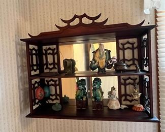 Small wood Asian shelf unit