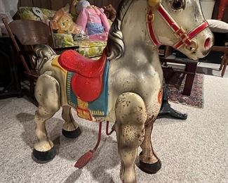 Vintage Mobo metal riding horse