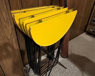 Yellow metal folding TV trays!