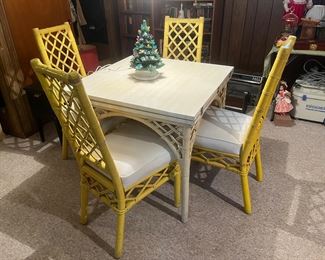 Bamboo/rattan table with Formica top and (4) matching chairs