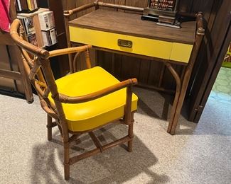 Bamboo/rattan desk with Formica top and matching desk chair