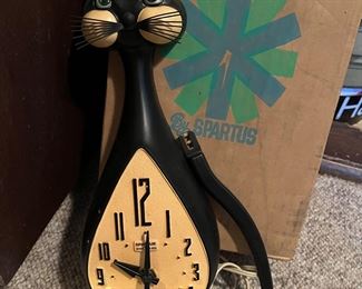 Spartus cat clock with box!