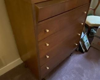 Bassett Mid Century Modern Tall Boy Dresser