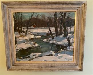 Signed oil painting by Carl W. Peters (Rochester NY artist)                                                                                                                  Painting measures: 30" x 26" (including frame)                    23 1/4" x 19 1/2" (w/o frame)  