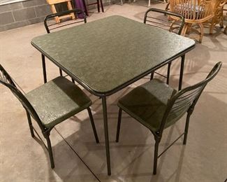 Mid Century Cosco Card Table w/ 4 Folding Chairs