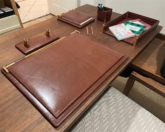 Beautiful and brand new leather desk set
