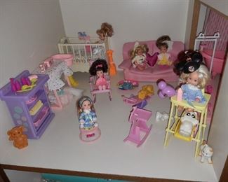 One-Of-A-Kind Handmade Oversized Doll House (Sold As 1 Unit With Complete Contents)