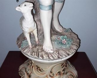 Figural Lamp W/ Glass Shade