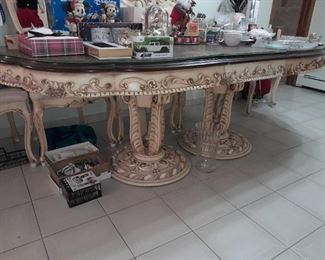 Elegantly Carved Italian Dining Room Table