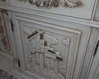 Oversized Italian Carved Dining Room Cabinet