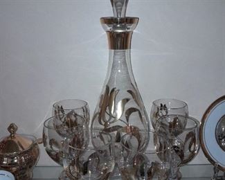 Gold Painted Decanter & Glass Set