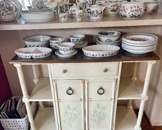 China Storage Cabinet. over 50 piece set of Botanical Garden dinnerware fro Portmeirion