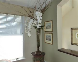 Tall vase with silk flowers